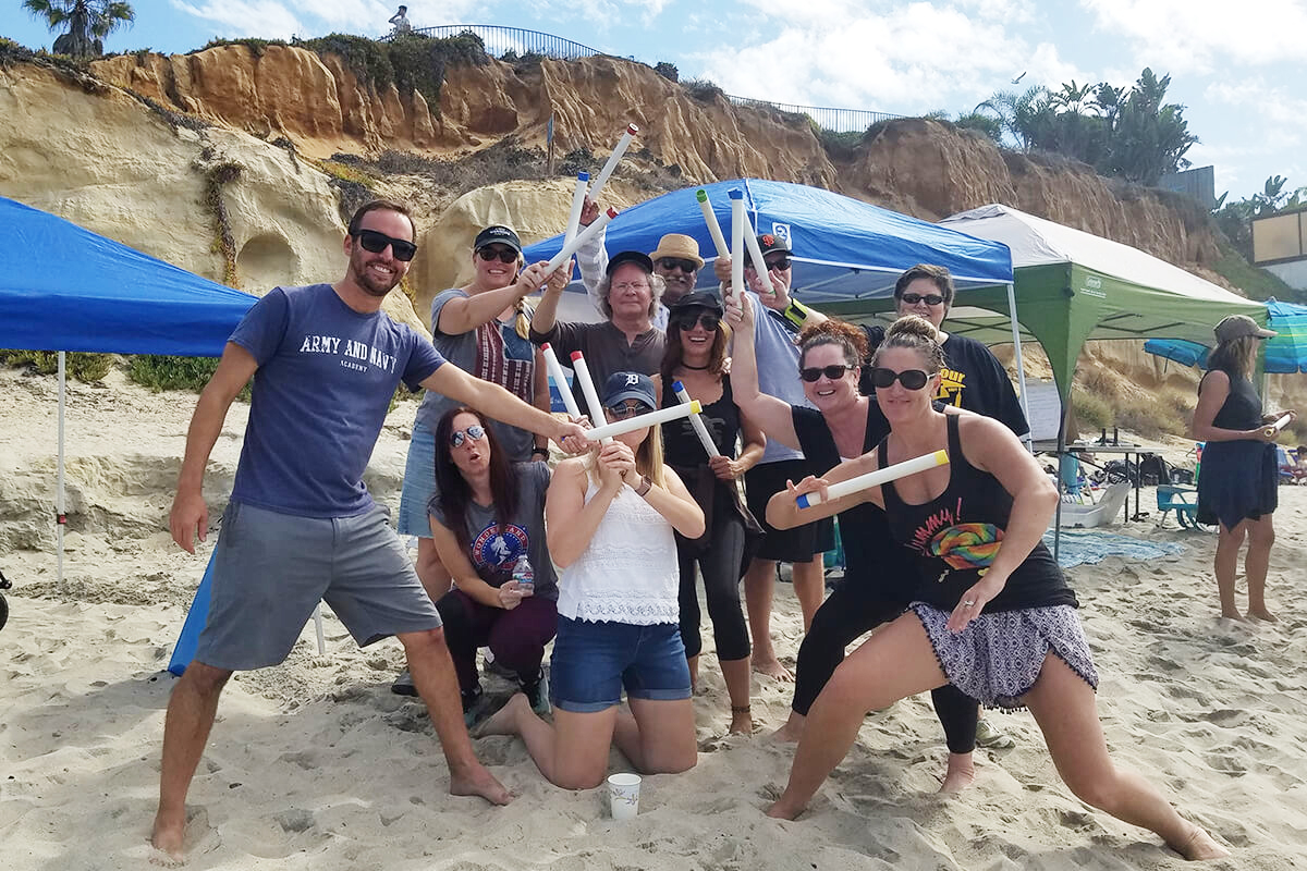 Successful team building exercise at the beach